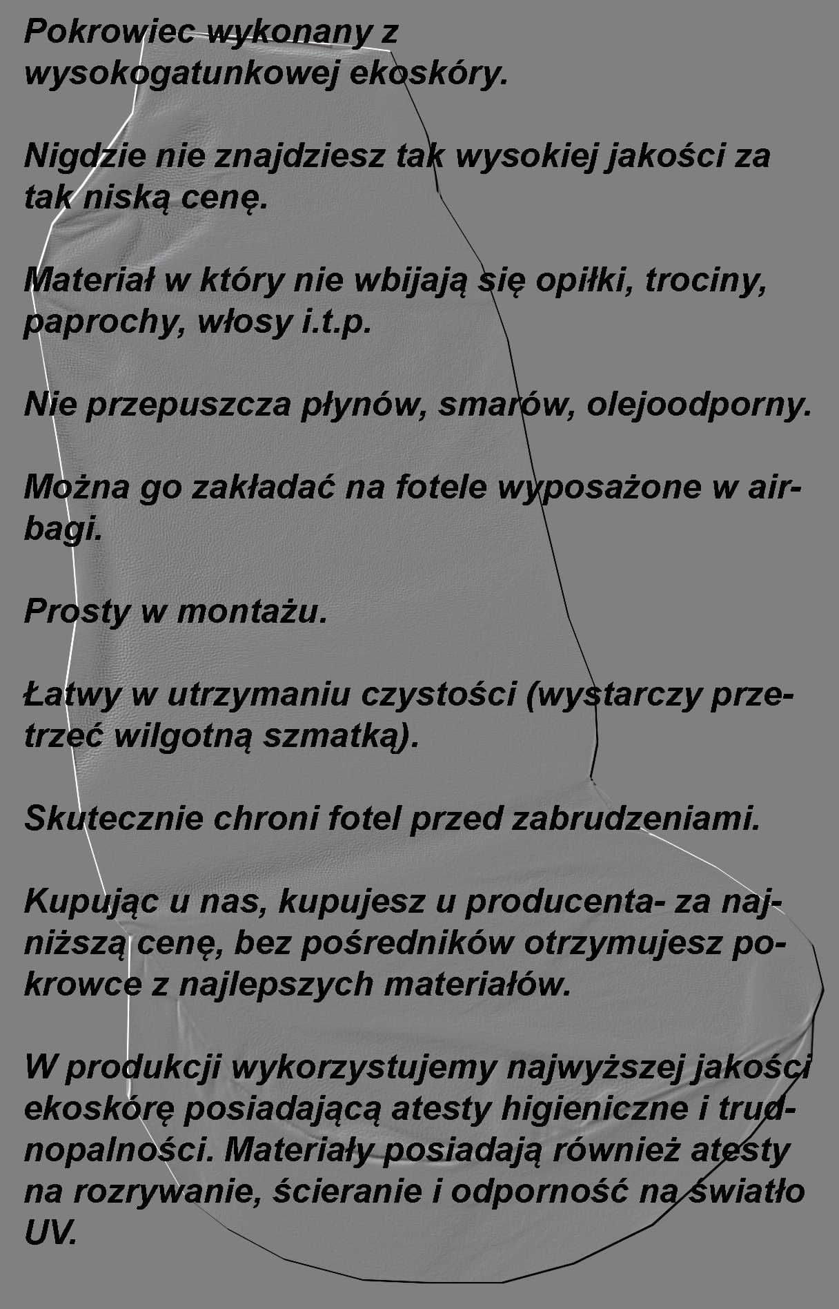 Pokrowiec ochronny warsztatowy na Fotel do samochodu Ekoskóra MORO