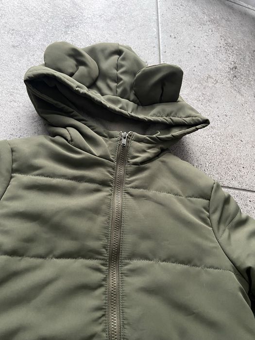 Zimowy kombinezon zielony dla chłopca z misiem i kapturem + rękawiczki