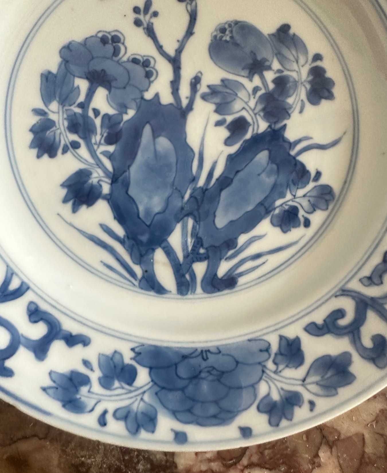 Prato de Porcelana Chinesa dec azul e branco, porcelana de exportação