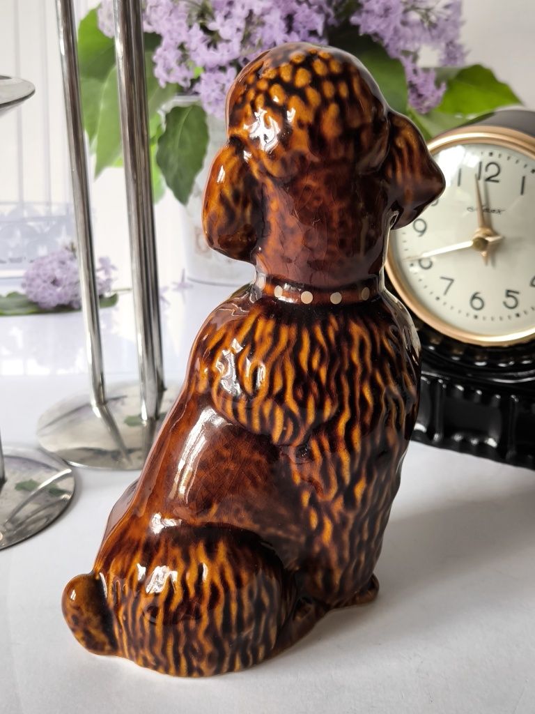 Figurka pies pudel PRL piękny stary porcelit