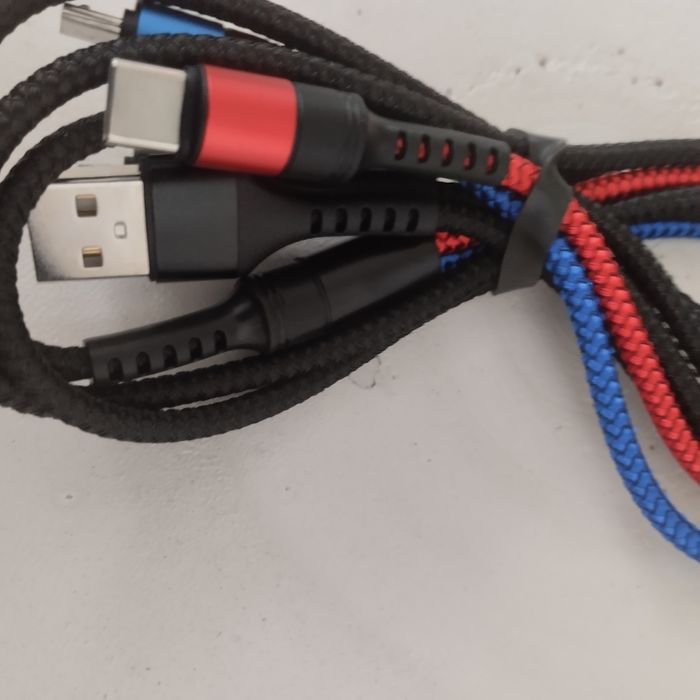 Kabel USB typu 3 w 1 nowy 80 cm