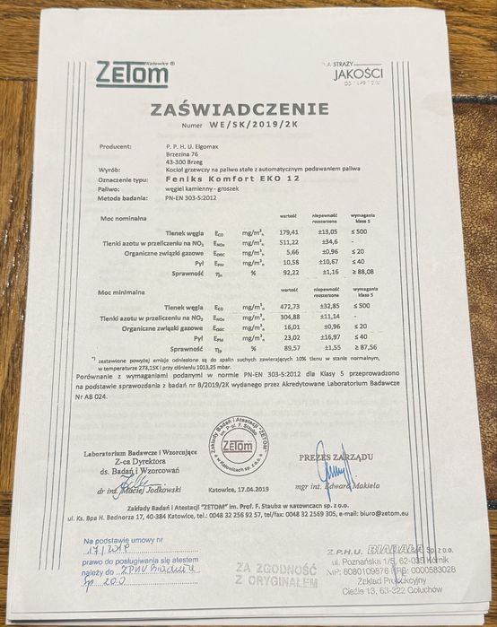 Piec ekogroszek Biadała 5 klasa