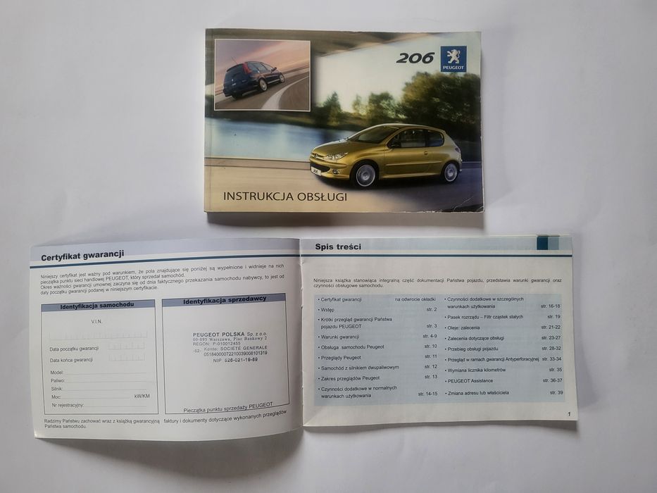 Instrukcja obsługi do samochodu Peugeot 206 Nowa Język Polski