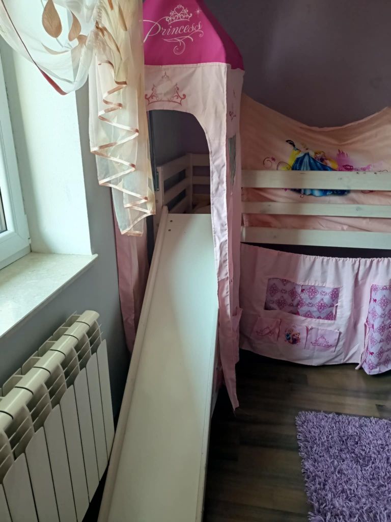 Komplet do pokoju dziewczynki łóżko łóżeczko dziecięce zjeżdżalnia