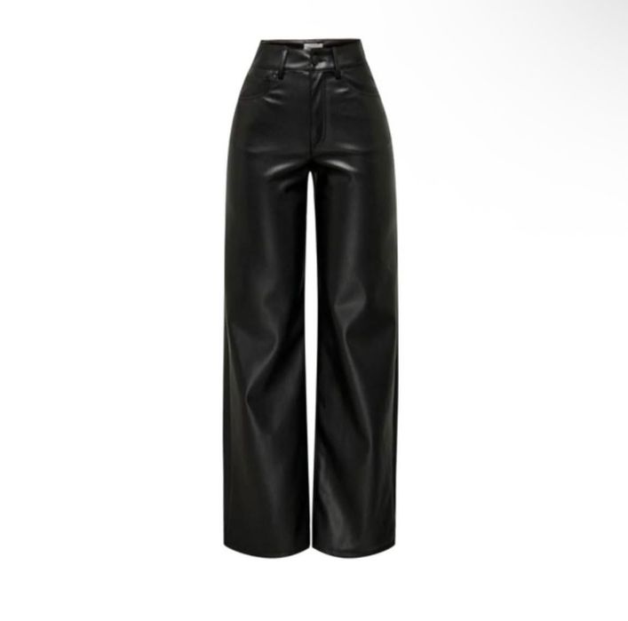 Шкіряні штани на високій посадці