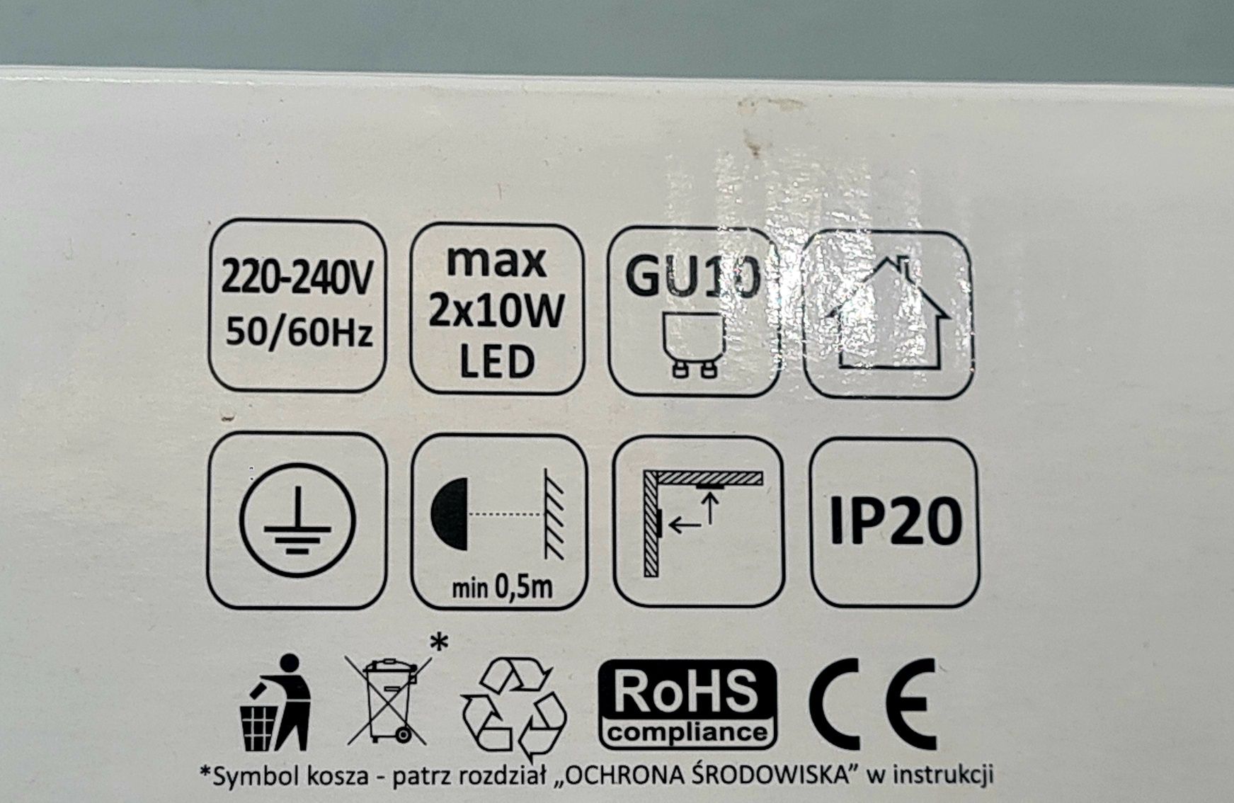lampa ścienno sufitowa maribel 2 biała + złote pierścienie GU10 nowa