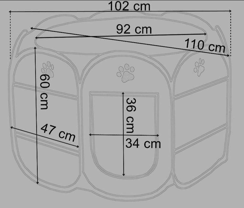 Kojec składany XXL Szary dla psa kota