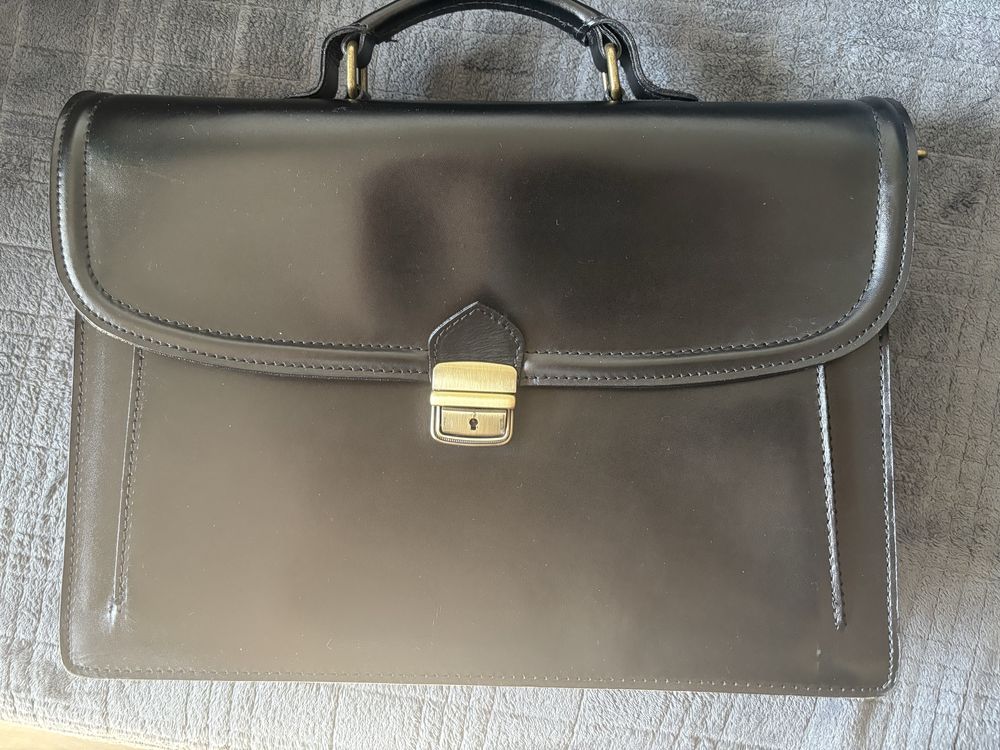 Skórzana Aktówka na laptopa dokumenty elegancka skóra naturalna licowa