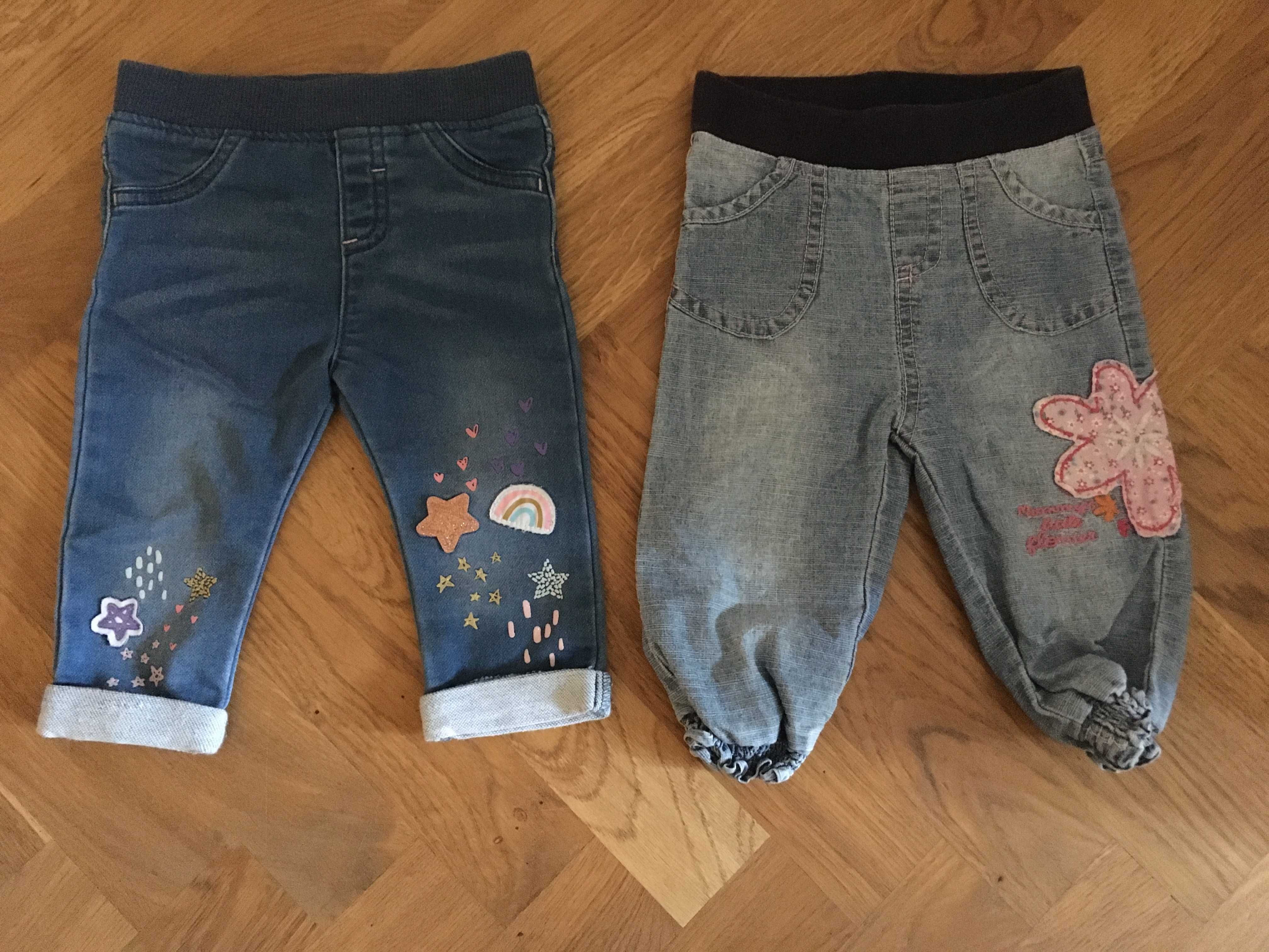 Długie spodenki dżinsy jeansy F&F rozm. 68 dla dziewczynki — 2 pary