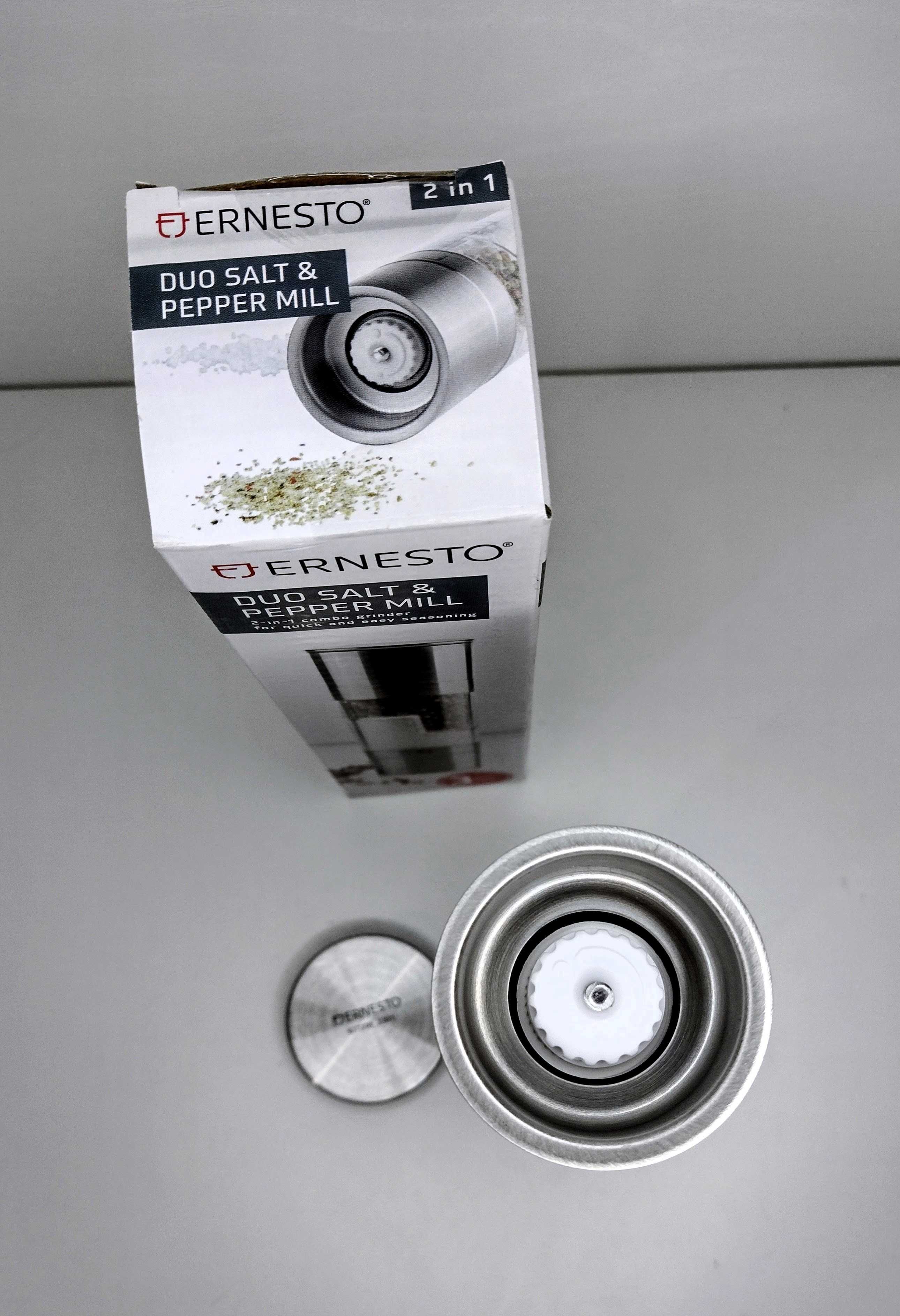 Młynek ręczny Ernesto metal 2 x 85 ml chrom, przeźroczysty