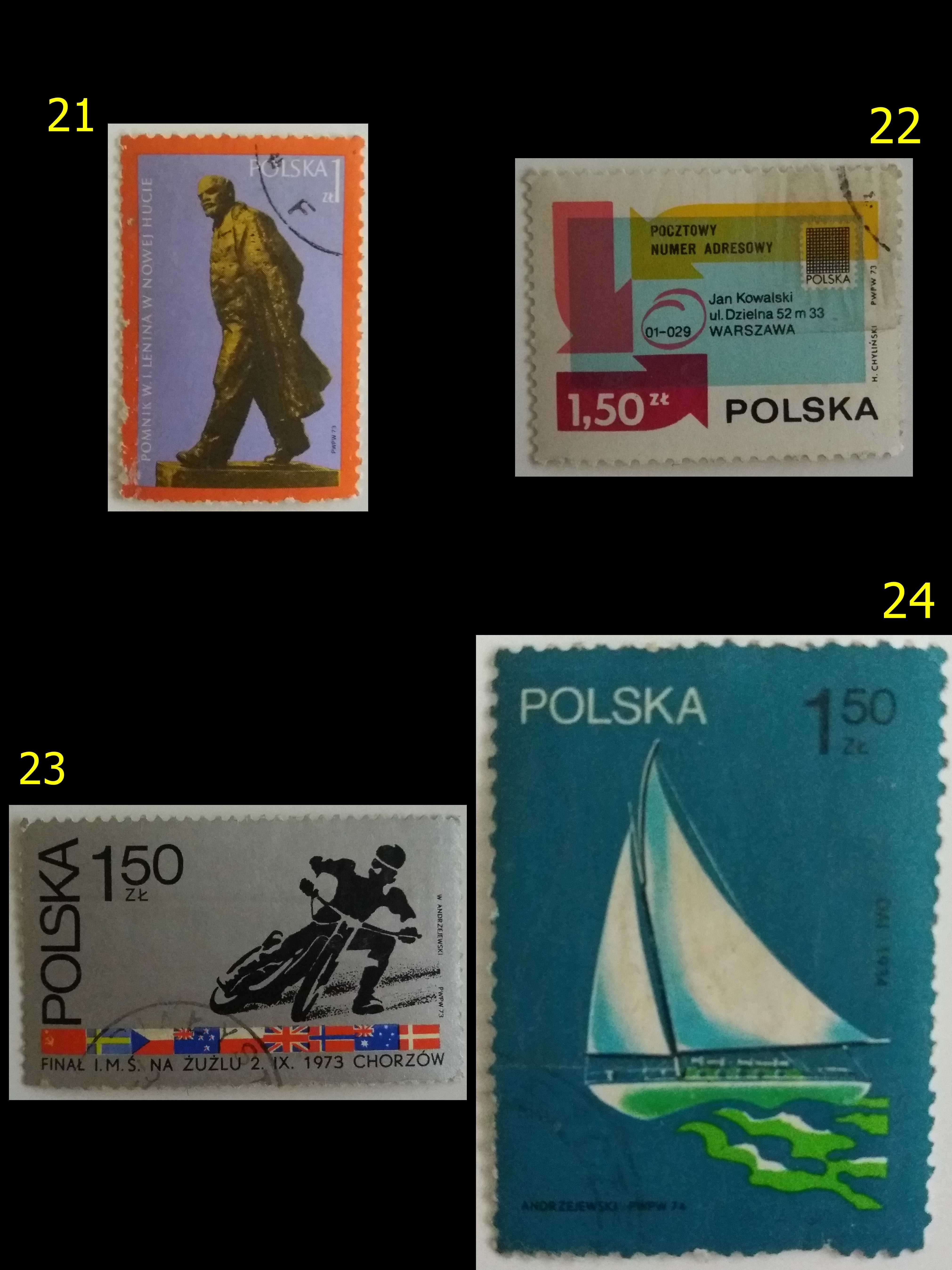 Znaczki pocztowe, Polska 1971-75, 23 sztuki