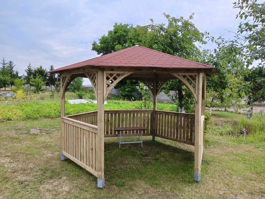 ALTANA ogrodowa drewniana sześciokątna PERGOLA z drewna ŻARY Lubuskie