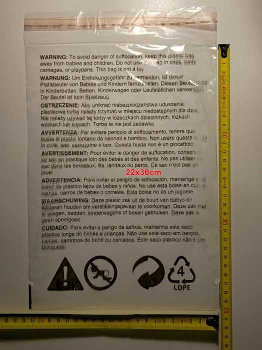 Worki torby LDPE z nadrukiem ostrzegawczym - różne rozmiary Amazon FBA