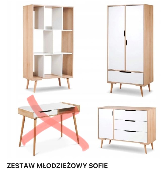 Meble Sofie Klups zestaw. Szafa, regal, komoda