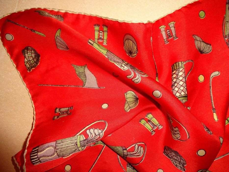 Jedwabna rolowana apaszka gra w golfa UNIKAT vintage