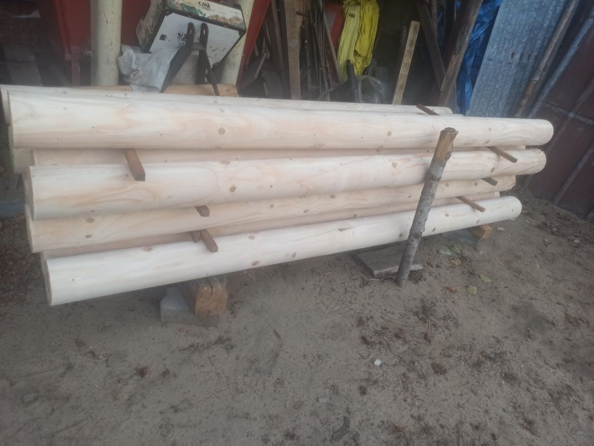 Słupki toczone jodłowe fi14cm długość 2.5 metra