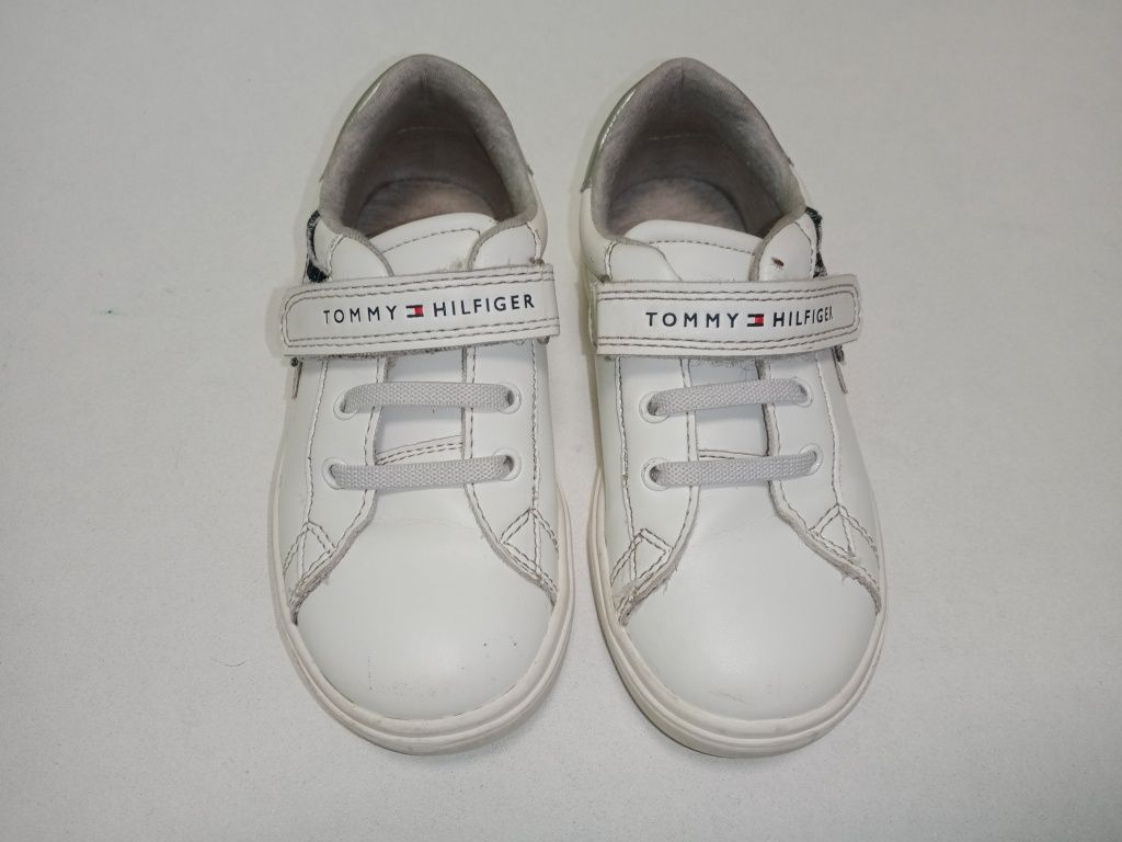 Tommy Hilfiger r.27 białe skórzane buty, adidasy, trampki na rzep.