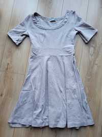 Sukienka bawełniana, dresowa, beżowa H&M 36