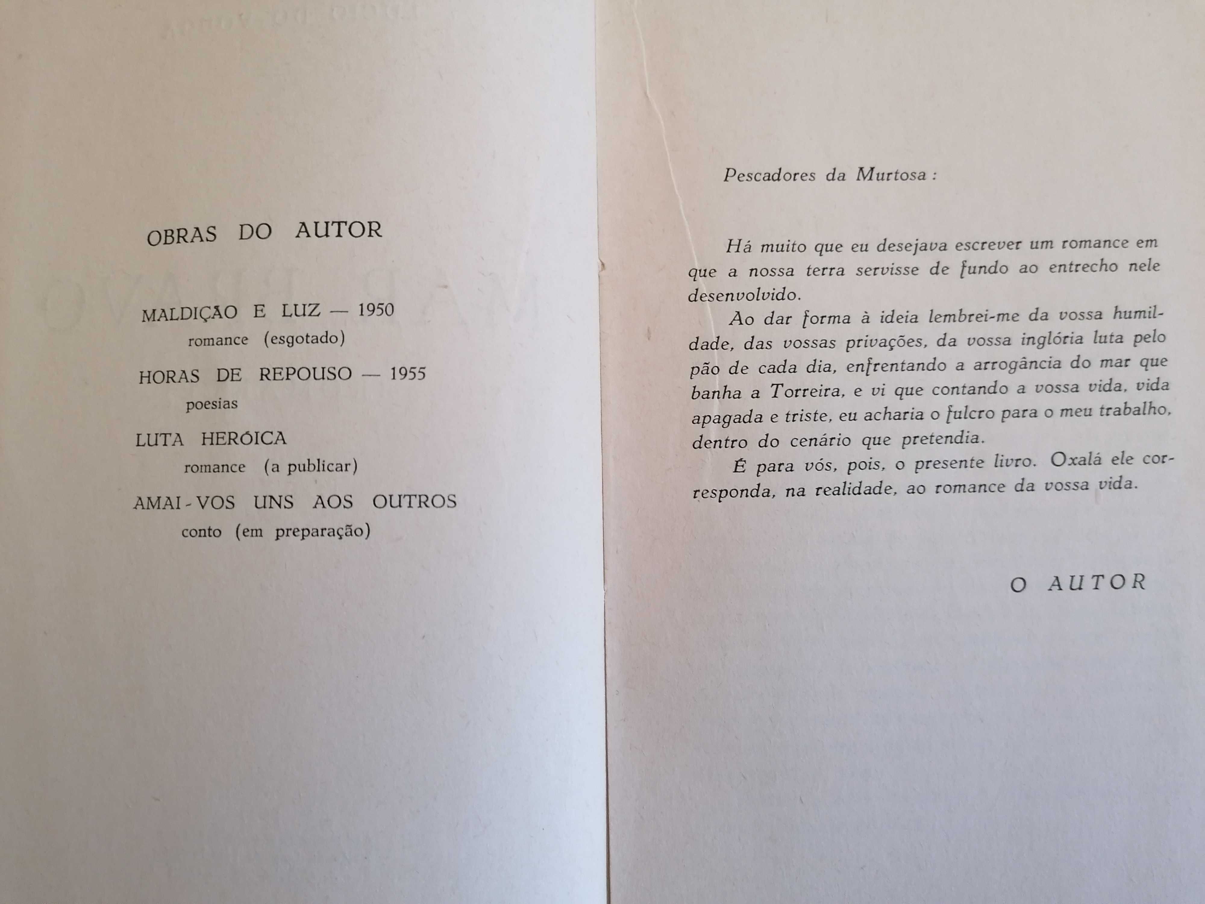 Mar bravo, Lúcio do Vouga, 1ª edição 1957, dedicatória do autor