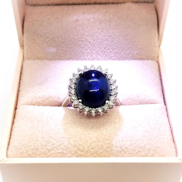 Pierścionek szafir 11,53 ct diamenty złoto pr. 585 likwidacja -60%