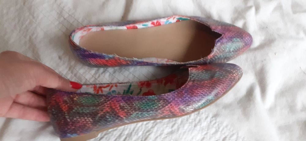 Buty balerinki, szpic jak nowe, płaskie buty 36