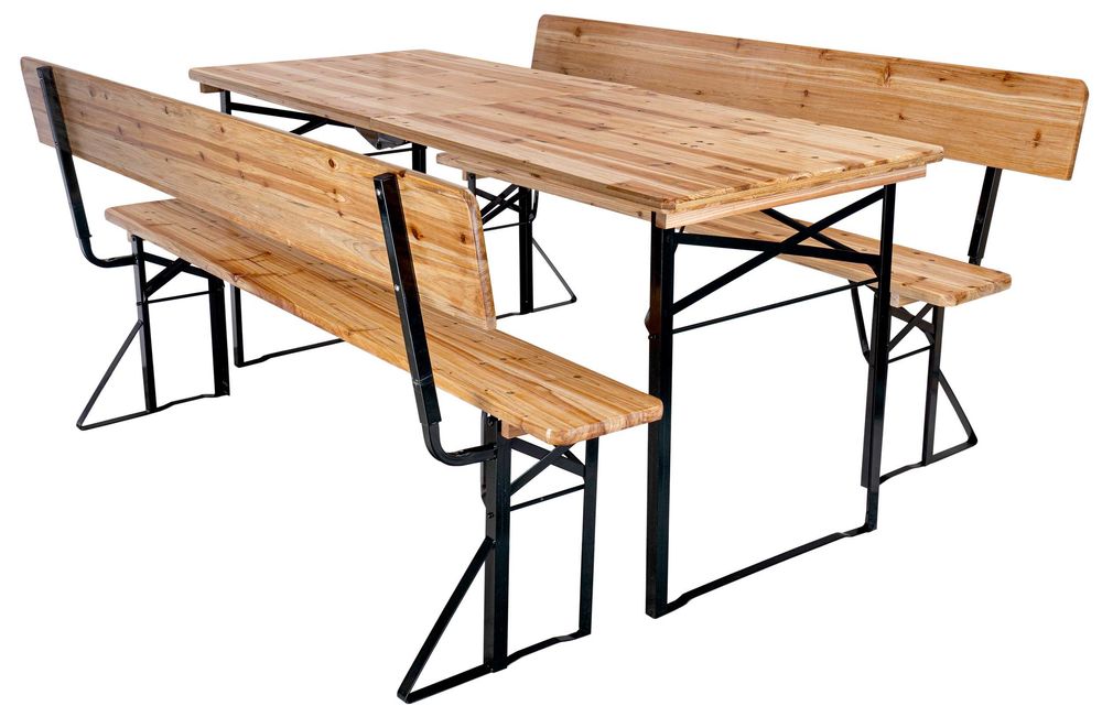 Zestaw stalowo-drewniany PORTER stół+ 2 ławki