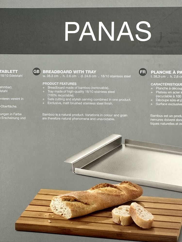 Tábua de Cortar Pão com Tabuleiro de Inox Zack