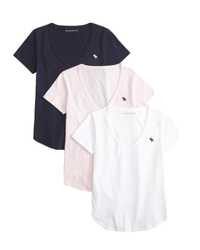 Koszulki damskie z krótkim rękawem 3PAK zestaw Abercrombie & Fitch S