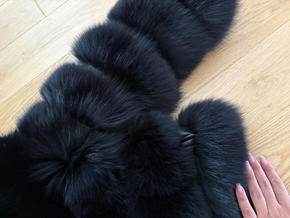Czarne futro naturalne Lis s m kożuch