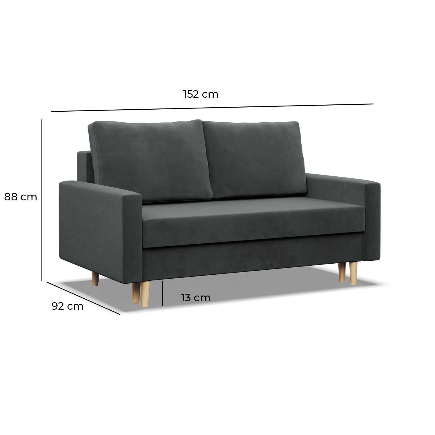 Sofa Kanapa 2-osobowa Rozkładana do Salonu Poczekalni Pojemnik Blank