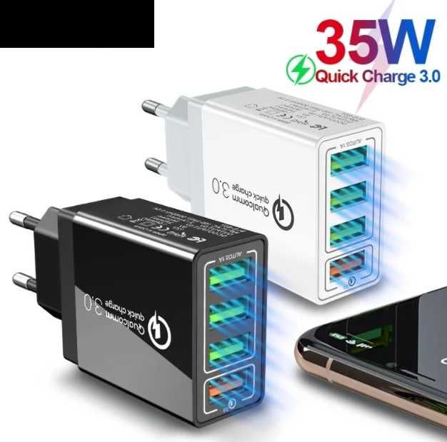 QC 3.0 35W 3A Зарядка для телефона 4 USB 5V/9V/12V зарядное BK376 БП