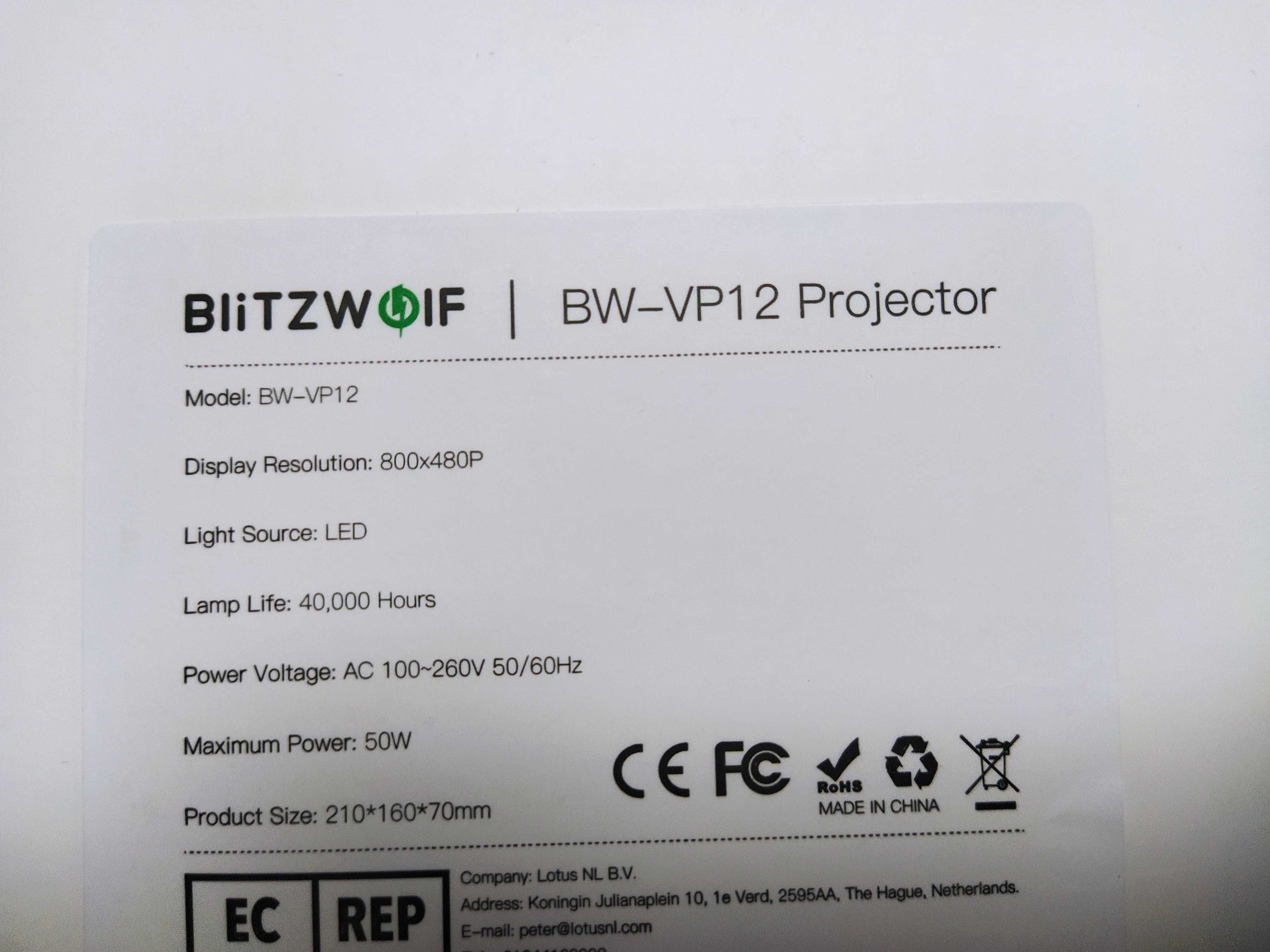 Projetor Blitzwolf BW-VP12 (como novo)