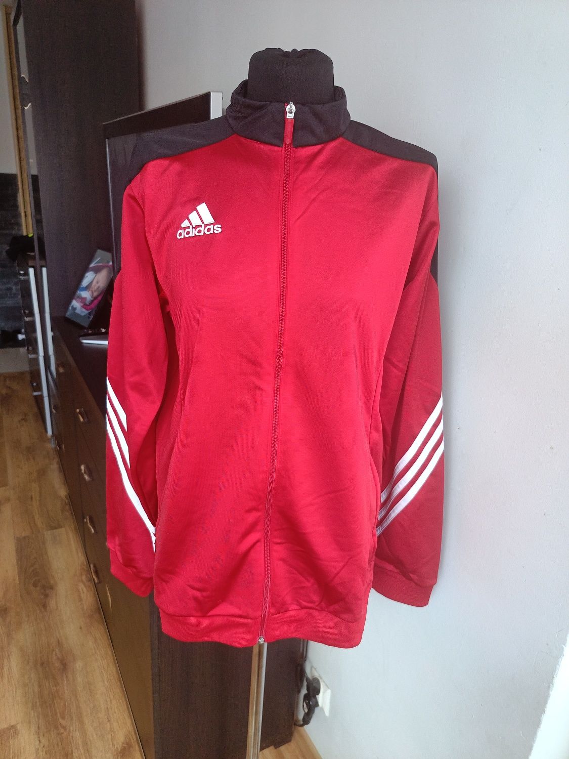 Nowa czerwona rozpinana bluza męska Adidas M hit wiosna