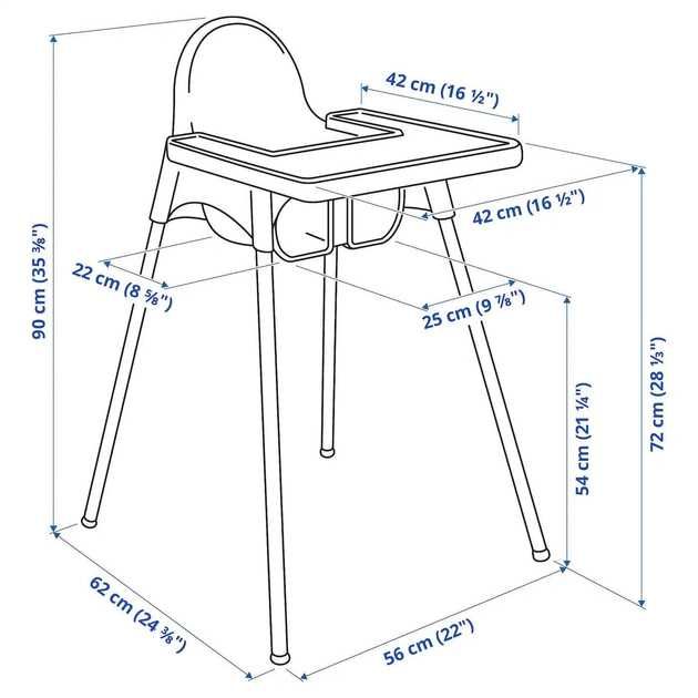 Стілець для годування ANTILOP IKEA білий зі столиком