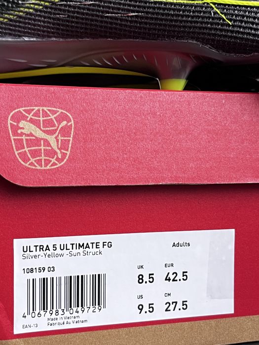 Puma Ultra 5 Ultimate оригінал бутси розмір 42.5-43 нові 108159-03