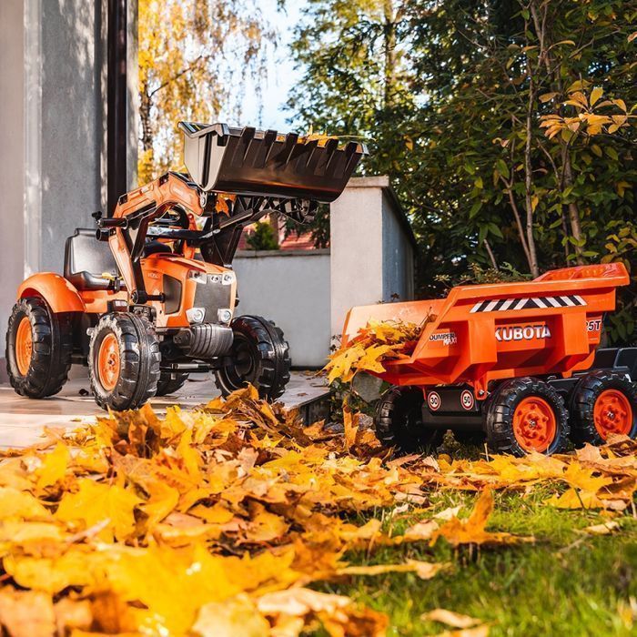 FALK Traktorek na pedały Kubota Pomarańczowy z Przyczepką od 3 Lat