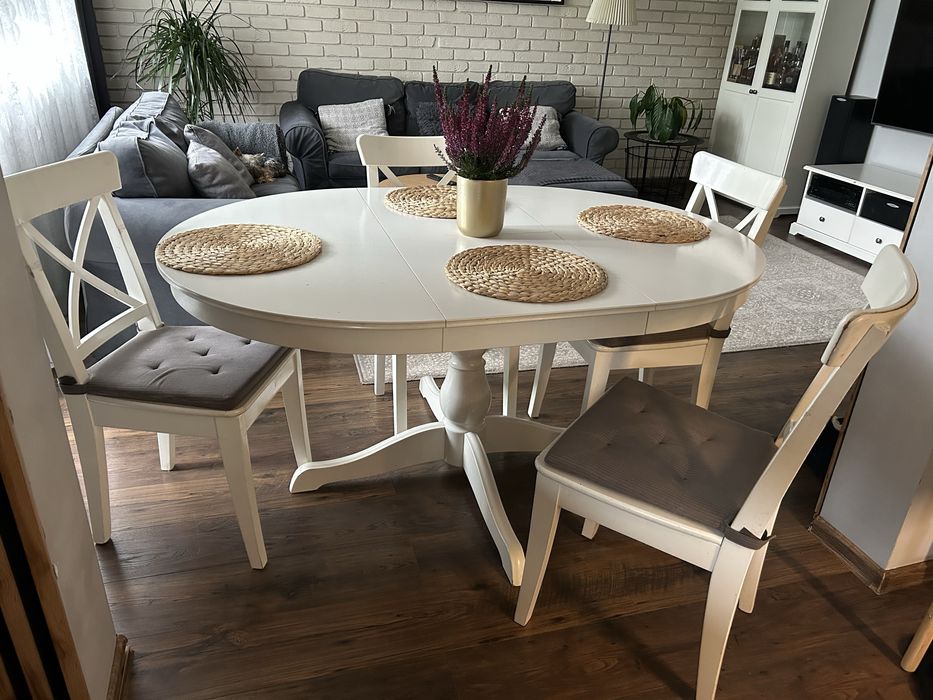Stół ikea Ingatorp + 4 krzesla Ingolf
