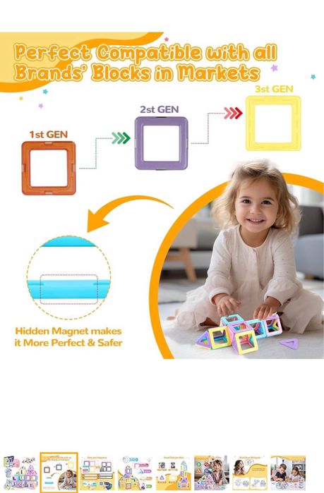 Klocki magnetyczne dla dzieci 42 sztuki dla 3 4 5 6 7 8 lat