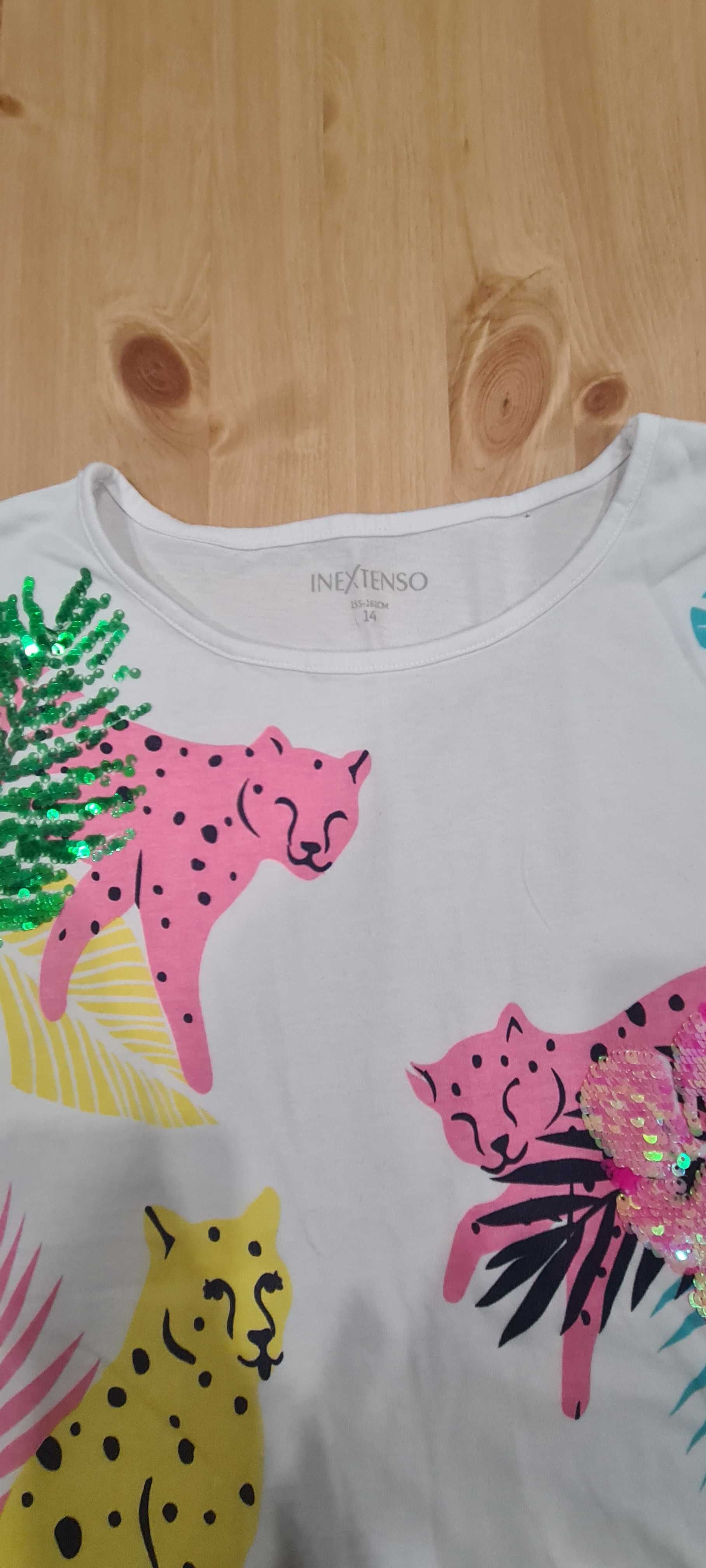 T-shirt bawełniany biały z cekinami