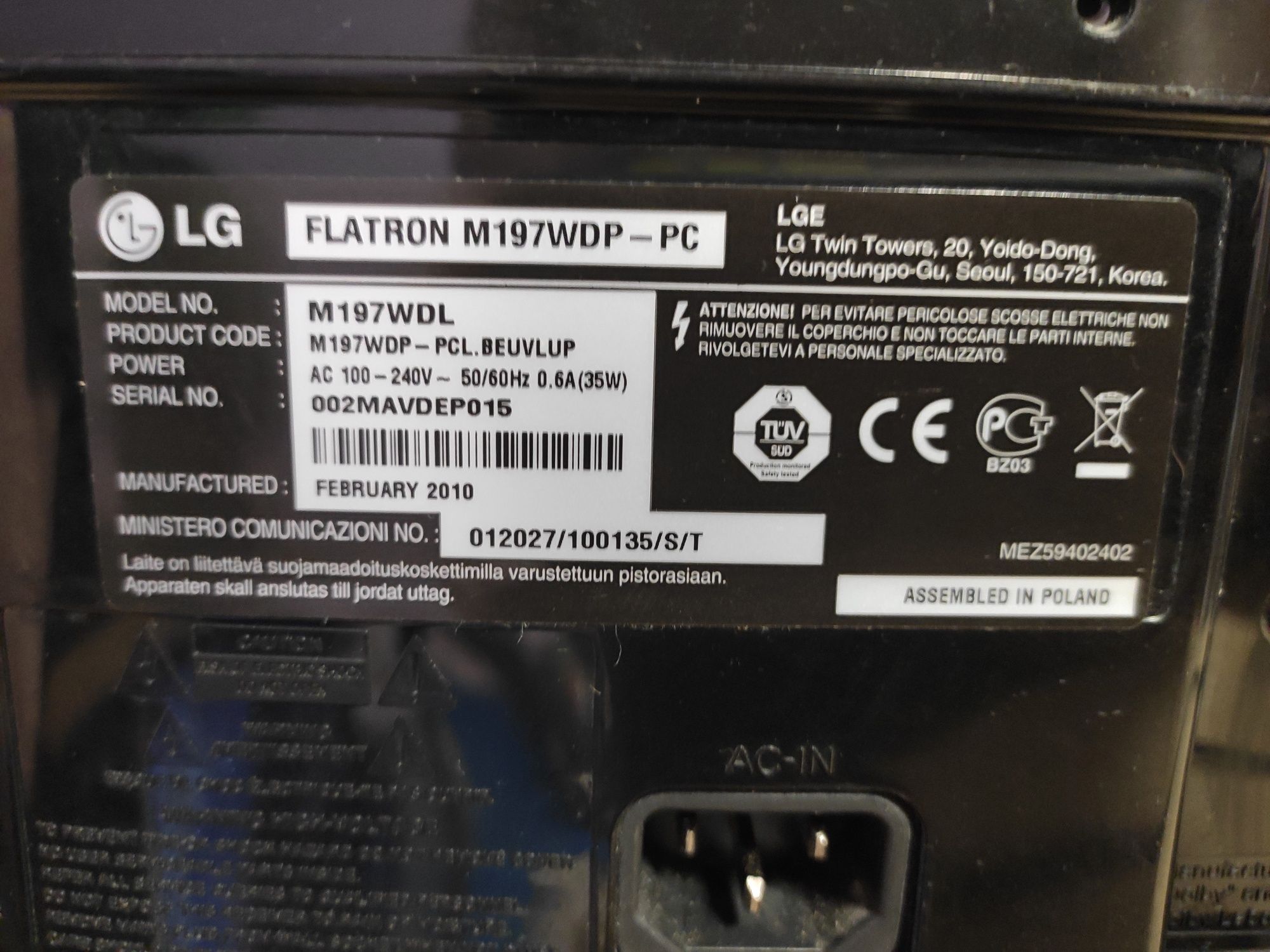 LG Flatron M197WDP-PC 19"