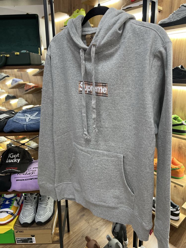 Худі Supreme Burberry Box Logo Grey / Brown