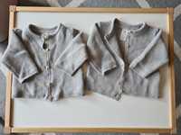 Dwa eleganckie szare sweterki kardigany dla bliźniaków H&M roz. 62