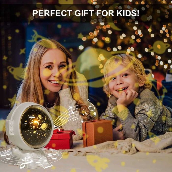 Projektor astronauta lampka nocna z 8 melodiami kołysanką