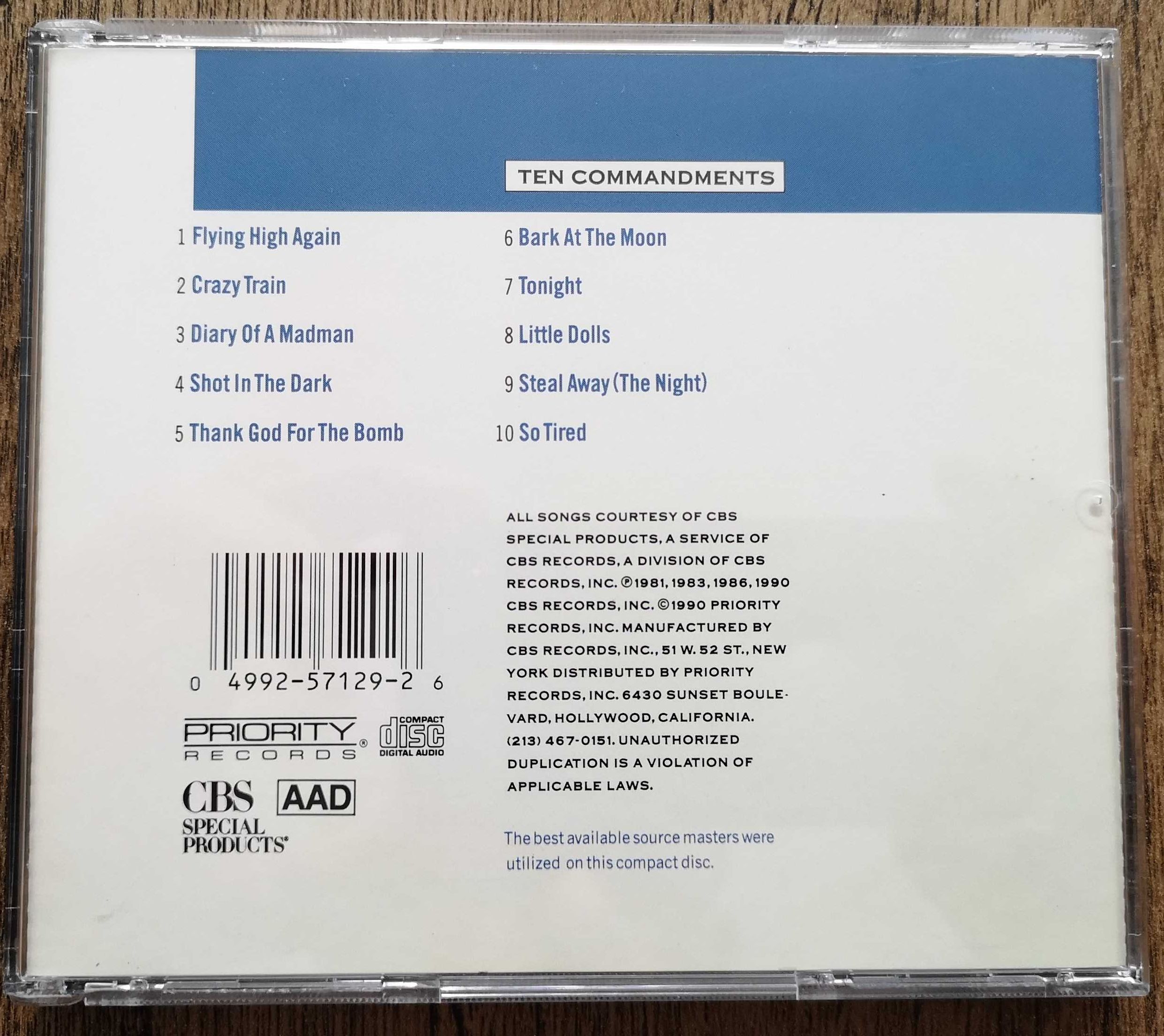 OZZY OSBOURNE-Ten Commandments orginalna płyta CD.Stan idealny.