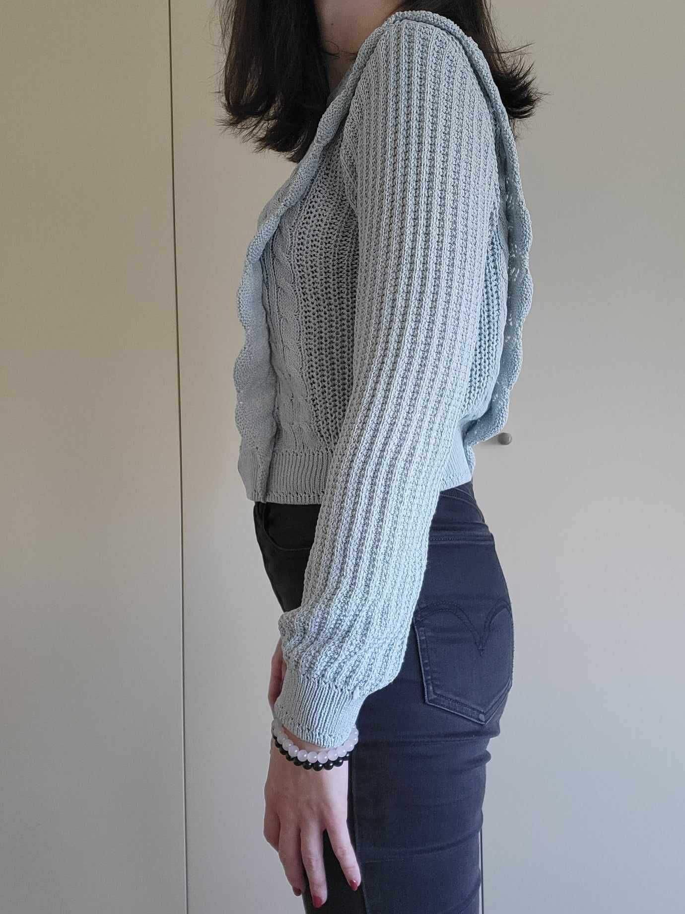 Blusa Malha Curta Azul Bebé - ZARA