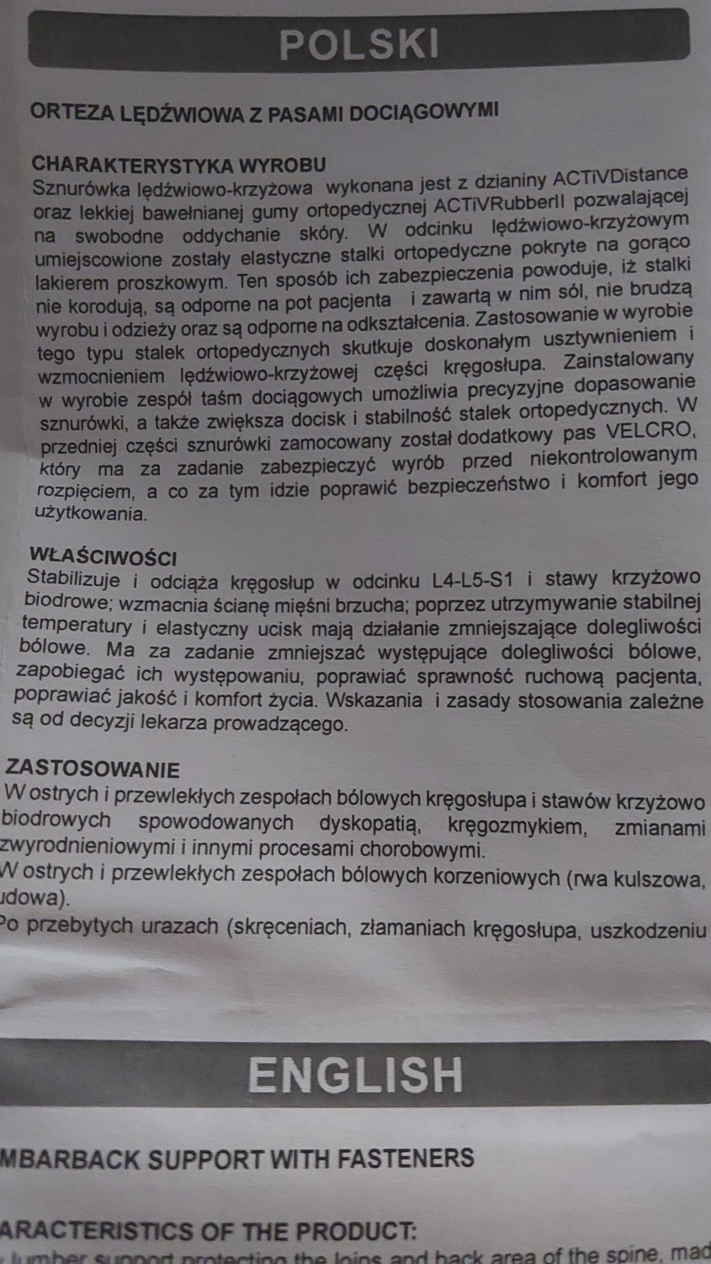 Orteza lędzwiowa.