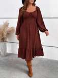 Sukienka Midi Boho Z Dekoltem Serce Burgundowa Panterka Shein 5Xl 50