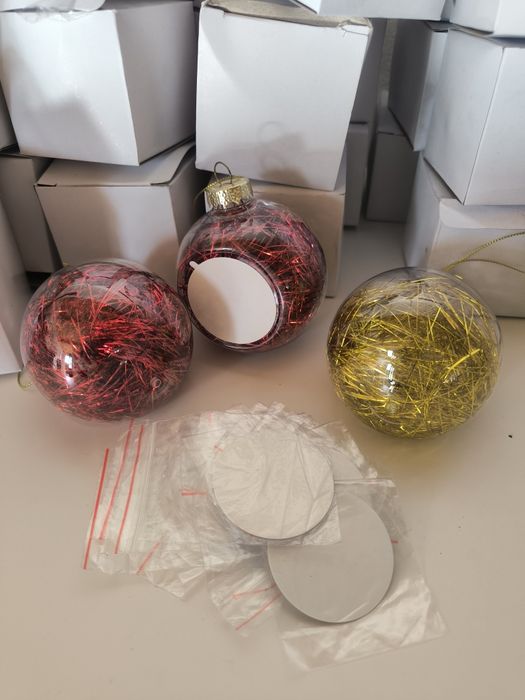Lote de 34 Bolas de natal com chapa personalizáveis sublimaveis