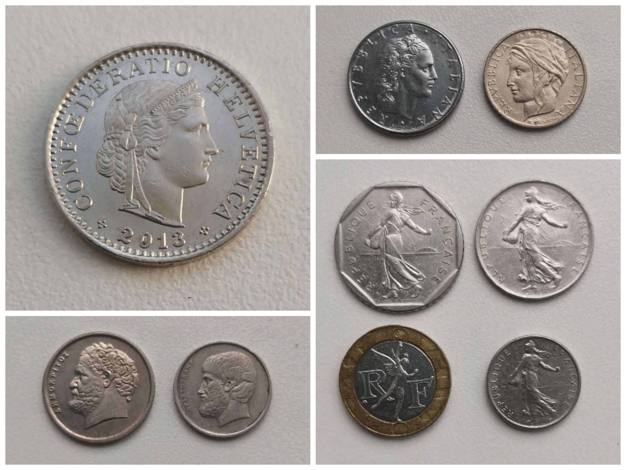 Монеты Франции, Швейцарии, Италии, Греции