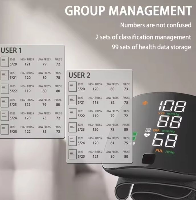 Тонометр цифровий з акумулятором на запястя